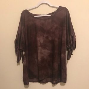 Misslook Tie Dye Fringe Sleeve Top
